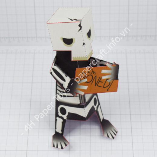 Mô hình giấy Begging Skeleton - đồ chơi giấy thủ công PaperCraft VN