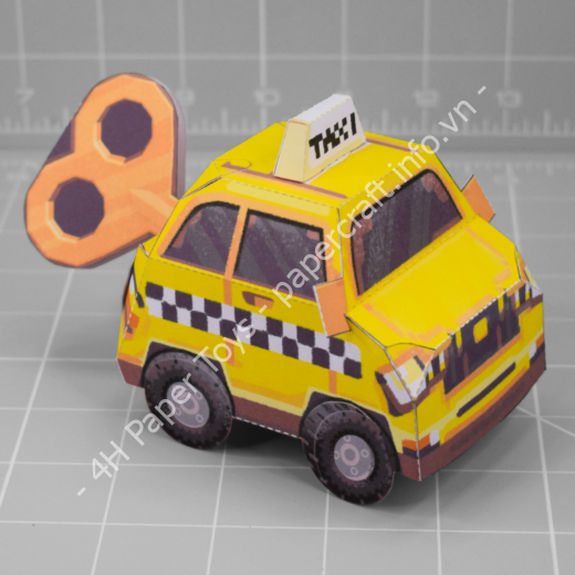 Mô hình giấy Yellow Taxi Goes Vroom - đồ chơi giấy thủ công PaperCraft VN