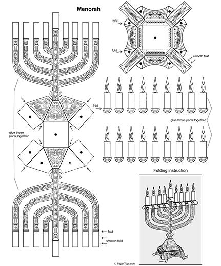 Mô hình giấy Chanukah Menorah - đồ chơi giấy thủ công PaperCraft VN