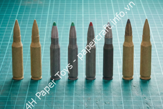 Mô hình giấy Đạn Súng Trường (7.62mm) - đồ chơi giấy thủ công PaperCraft VN