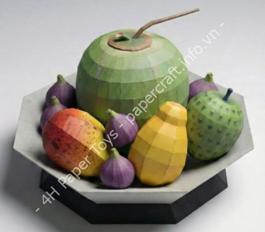 Mô hình giấy Mâm Ngũ Quả Ngày Tết - đồ chơi giấy thủ công PaperCraft VN
