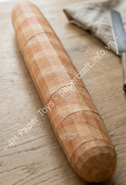 Mô hình giấy Bánh mì Baguette (Organic Shape) - đồ chơi giấy thủ công PaperCraft VN