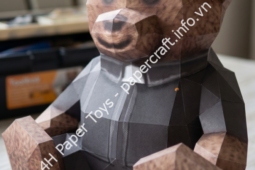 Mô hình giấy T-BEAR 01 (Teddy Bear Low-Poly) - đồ chơi giấy thủ công PaperCraft VN