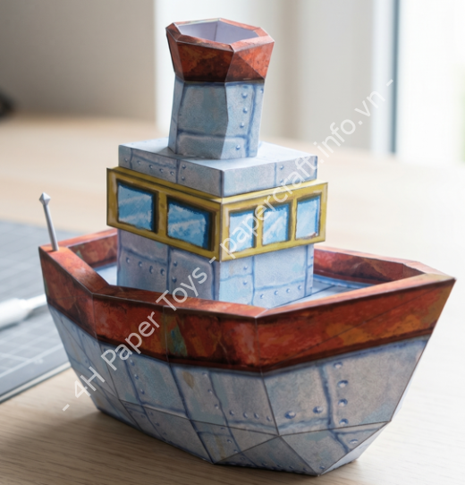 Mô hình giấy Tug Boat (SpongeBob SquarePants Style) - đồ chơi giấy thủ công PaperCraft VN