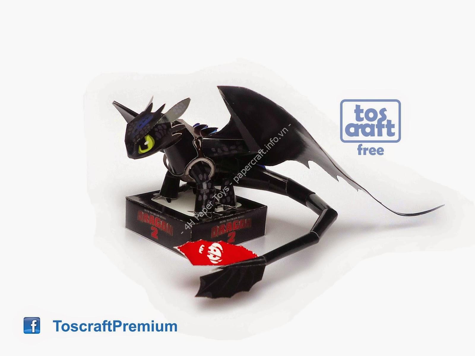 Mô hình giấy Toothless (How to Train Your Dragon 2)