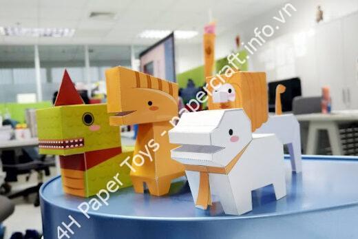 Mô hình giấy Himmapan Marshmallow (quái thú rừng thần thoại Thái) - đồ chơi giấy thủ công PaperCraft VN