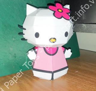 Mô hình giấy Hello Kitty PaperCraft Template - đồ chơi giấy thủ công PaperCraft VN