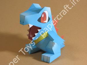 Mô hình giấy Totodile (Pokémon) - đồ chơi giấy thủ công PaperCraft VN