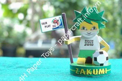 Mô hình giấy Zakumi Papercraft : 2010 FIFA World Cup Mascot (extended version) - ảnh 2 - đồ chơi giấy thủ công PaperCraft VN