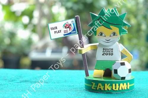 Mô hình giấy Zakumi Papercraft : 2010 FIFA World Cup Mascot (extended version) - ảnh 2 - đồ chơi giấy thủ công PaperCraft VN