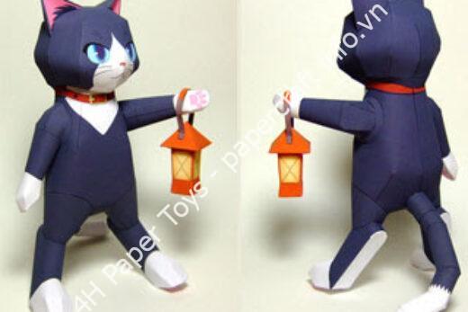 Mô hình giấy Lantern Cat Papercraft - ảnh 2 - đồ chơi giấy thủ công PaperCraft VN