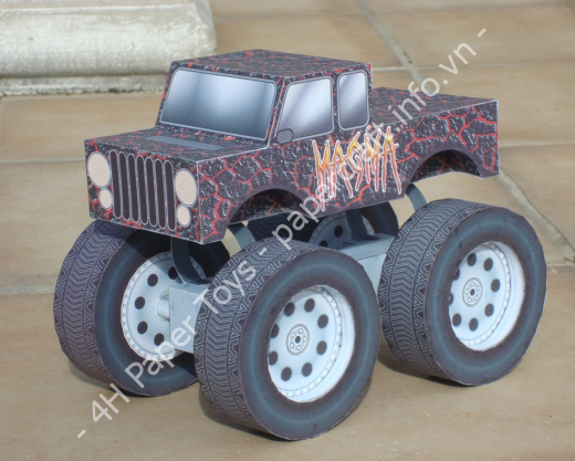 Mô hình giấy Monster Truck – Magma Custom - đồ chơi giấy thủ công PaperCraft VN