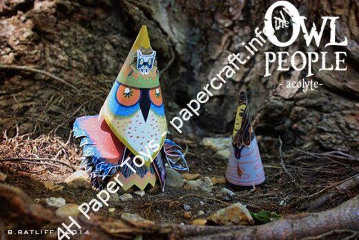 Mô hình giấy Owl People Acolyte - đồ chơi giấy thủ công PaperCraft VN