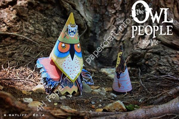 Owl People Acolyte - paper toy with printable template