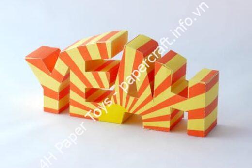 Mô hình giấy 3D typography: Yeah! - đồ chơi giấy thủ công PaperCraft VN