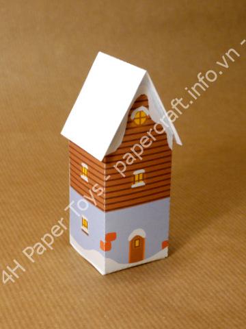 Mô hình giấy Winter village model no. 14 - Tower house - đồ chơi giấy thủ công PaperCraft VN
