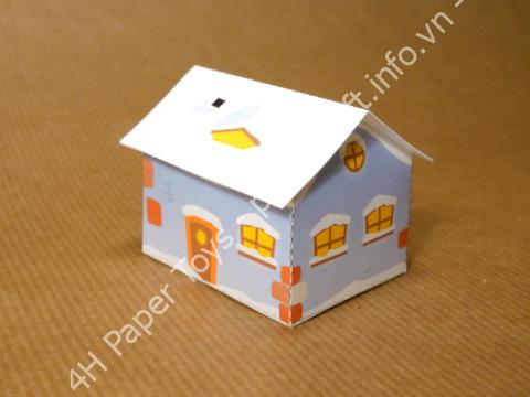Mô hình giấy Winter village model no. 1 - Family house - đồ chơi giấy thủ công PaperCraft VN