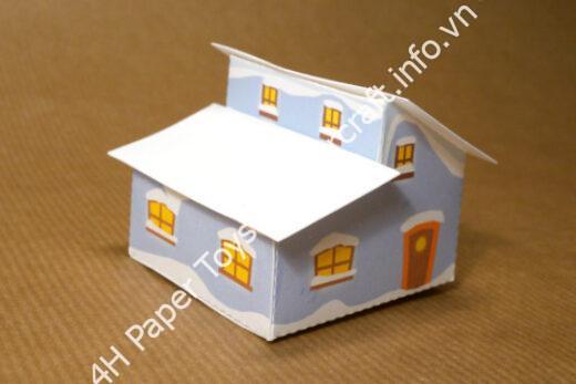 Mô hình giấy Winter village model no. 22 - Two-story house - đồ chơi giấy thủ công PaperCraft VN