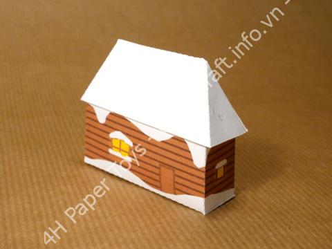 Mô hình giấy Winter village model no. 5 - Narrow wooden house - đồ chơi giấy thủ công PaperCraft VN