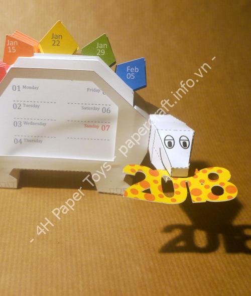Mô hình giấy Dino calendar 2018 edition - đồ chơi giấy thủ công PaperCraft VN