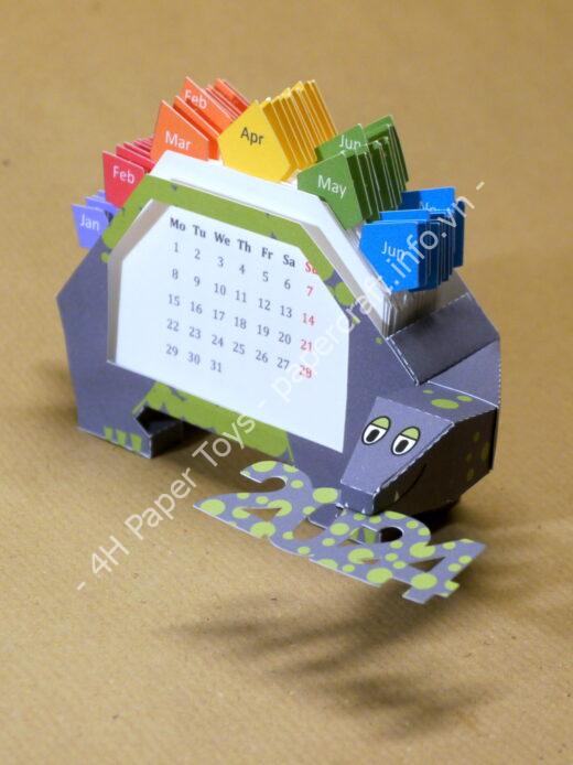 Mô hình giấy Dino calendar 2024 edition - đồ chơi giấy thủ công PaperCraft VN