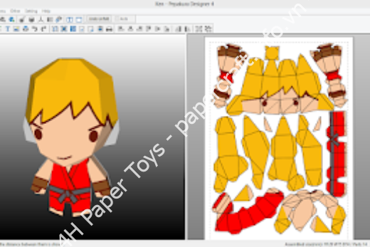 Mô hình giấy Ken Street Fighter Papercraft Template - đồ chơi giấy thủ công PaperCraft VN