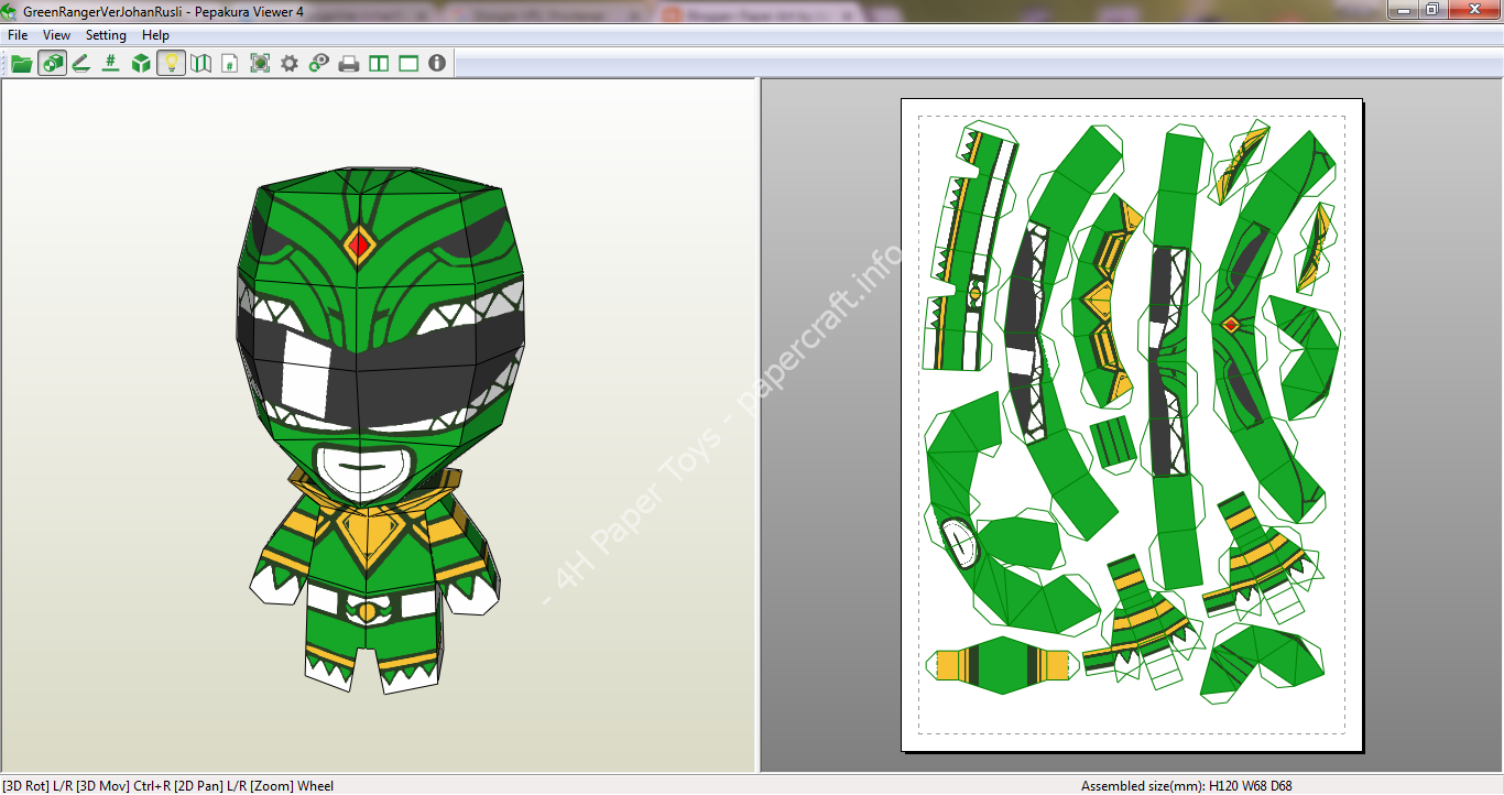 Green Ranger of Mighty Morphin Power Rangers PaperCraft Template