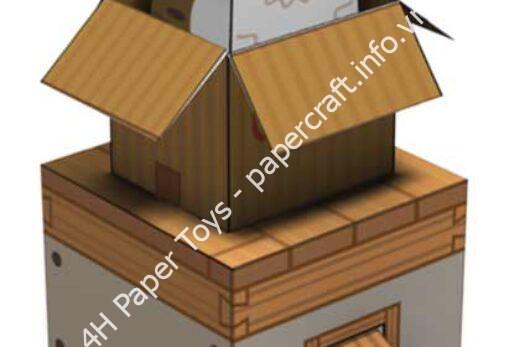 Mô hình giấy Box Cat - đồ chơi giấy thủ công PaperCraft VN