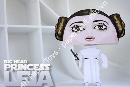 Mô hình giấy Big Head Princess Leia – Star Wars - đồ chơi giấy thủ công PaperCraft VN