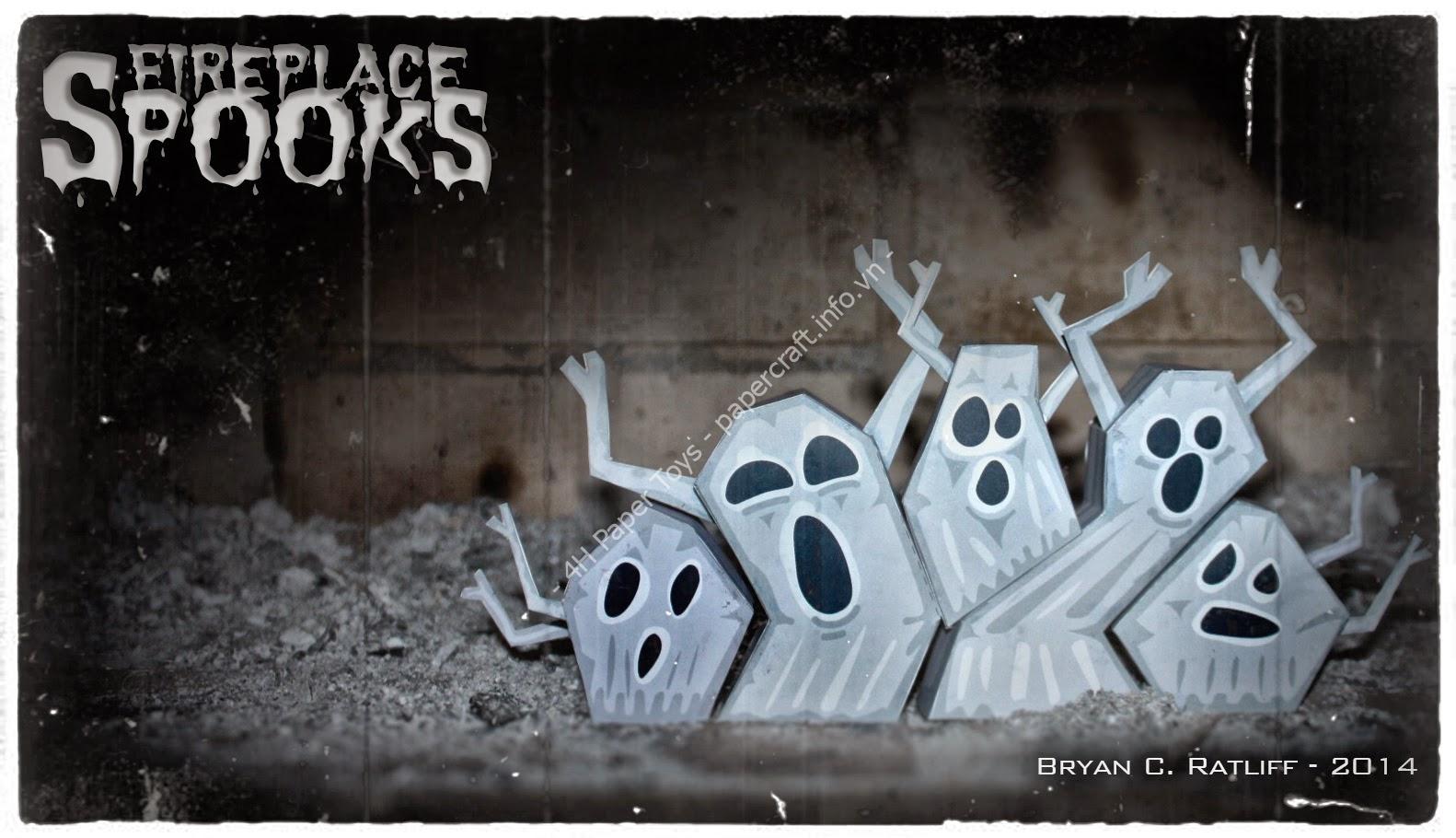 Fireplace Spooks - Ghost paper toys with printable template