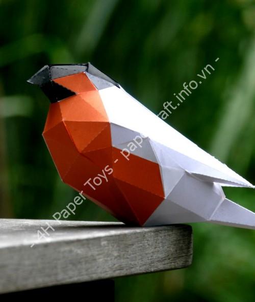 Mô hình giấy Low-poly bullfinch - đồ chơi giấy thủ công PaperCraft VN