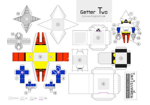 Mô hình giấy Getter Robo – Getter 2 - đồ chơi giấy thủ công PaperCraft VN