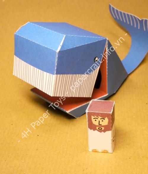 Mô hình giấy Jonah and the whale - đồ chơi giấy thủ công PaperCraft VN