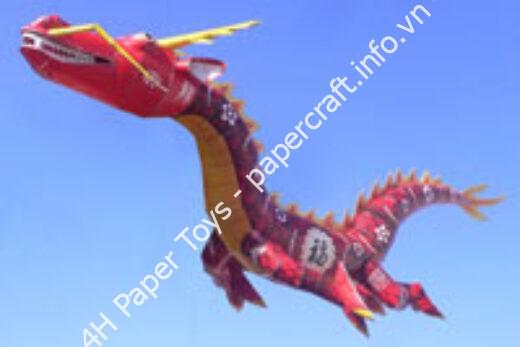 Mô hình giấy Lucky Dragon – White version - đồ chơi giấy thủ công PaperCraft VN