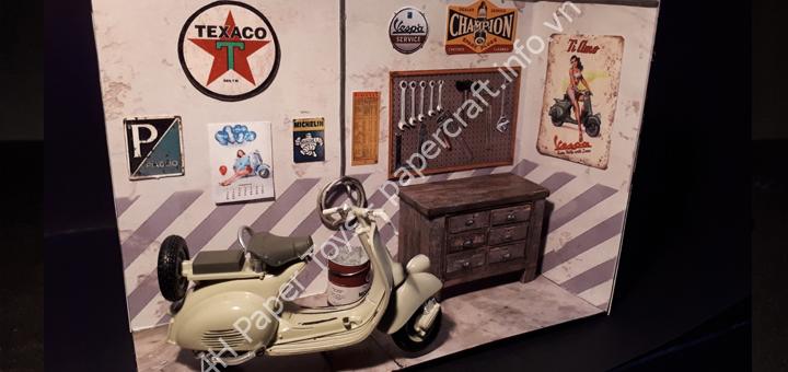 60’s Vespa garage – Paper model 1/18 scale