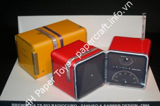 Brionvega TS 502 Radiocubo – Zanuso & Sapper design - đồ chơi giấy thủ công PaperCraft VN