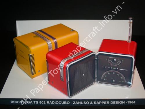 Brionvega TS 502 Radiocubo – Zanuso & Sapper design - đồ chơi giấy thủ công PaperCraft VN