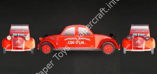 Citroen 2 cv Bicephale – Sapeurs Pompiers du Var paper model (1/35 scale) - đồ chơi giấy thủ công PaperCraft VN