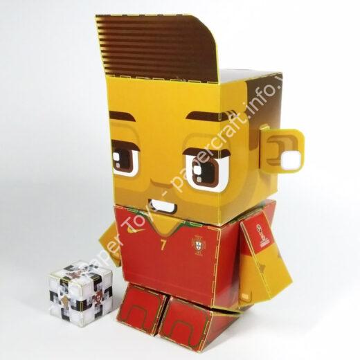 Cristiano Ronaldo (Portugal) - FIFA World Cup 2018 Box Head Papercraft Toy - đồ chơi giấy thủ công PaperCraft VN