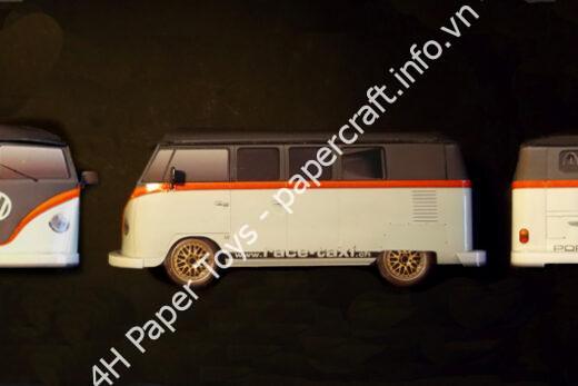 Fred Barnhard’s VW/Porsche T1 Race-taxi: The Porsche Bi-turbo Bus Paper Model - đồ chơi giấy thủ công PaperCraft VN