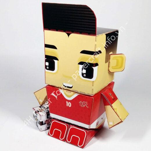 Granit Xhaka (Switzerland) - FIFA World Cup 2018 Box Head Papercraft Toy - đồ chơi giấy thủ công PaperCraft VN