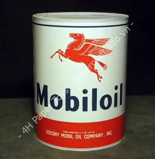 Mobil oil vintage can Paper model - đồ chơi giấy thủ công PaperCraft VN