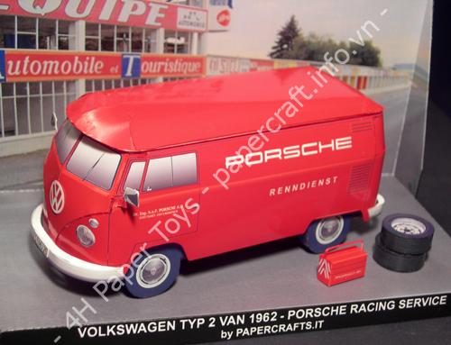 Paper Model: VW Typ 2 Van Porsche - đồ chơi giấy thủ công PaperCraft VN