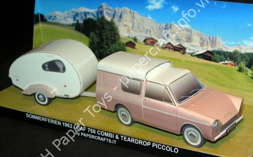 Sommerferien 1962 – Daf 750 combi with trailer - đồ chơi giấy thủ công PaperCraft VN
