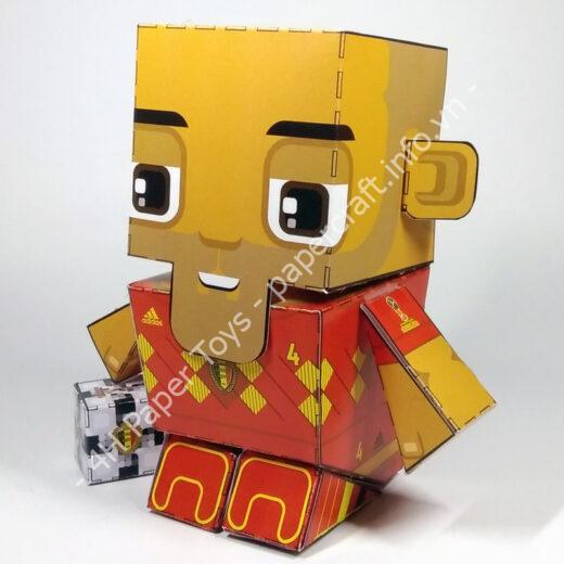 Vincent Kompany (Belgium) - FIFA World Cup 2018 Box Head Papercraft Toy - đồ chơi giấy thủ công PaperCraft VN