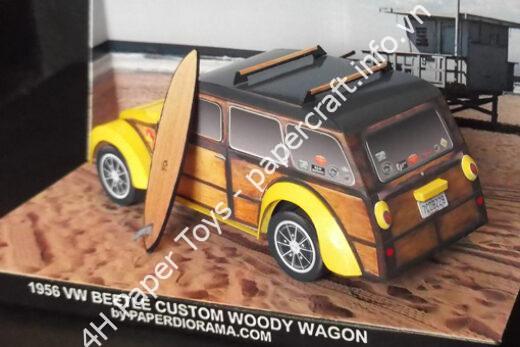 Volkswagen Beetle 1956 Custom Woody Wagon – Paper Model 1:35 Scale - đồ chơi giấy thủ công PaperCraft VN
