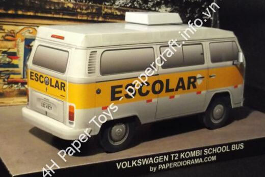 Volkswagen T2b Kombi Schoolbus Paper Model - đồ chơi giấy thủ công PaperCraft VN