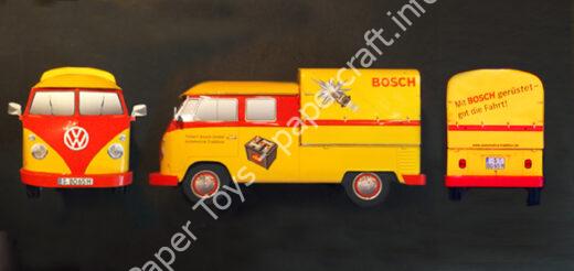 VW Bulli T1 Doka (DoppelKabine) 1965 Bosch Classic Vehicle - đồ chơi giấy thủ công PaperCraft VN