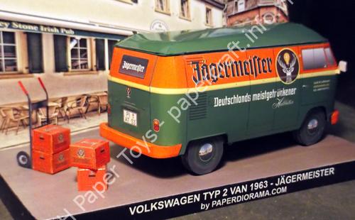 VW Jagermeister Panel Van 1963 Paper Model - đồ chơi giấy thủ công PaperCraft VN