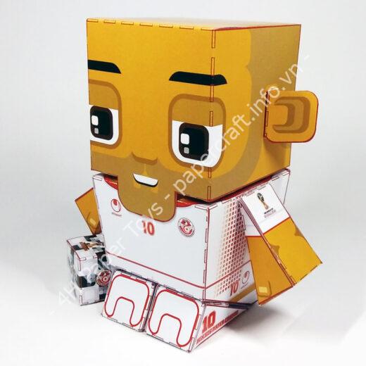 Wahbi Khazri (Tunisia) - FIFA World Cup 2018 Box Head Papercraft Toy - đồ chơi giấy thủ công PaperCraft VN